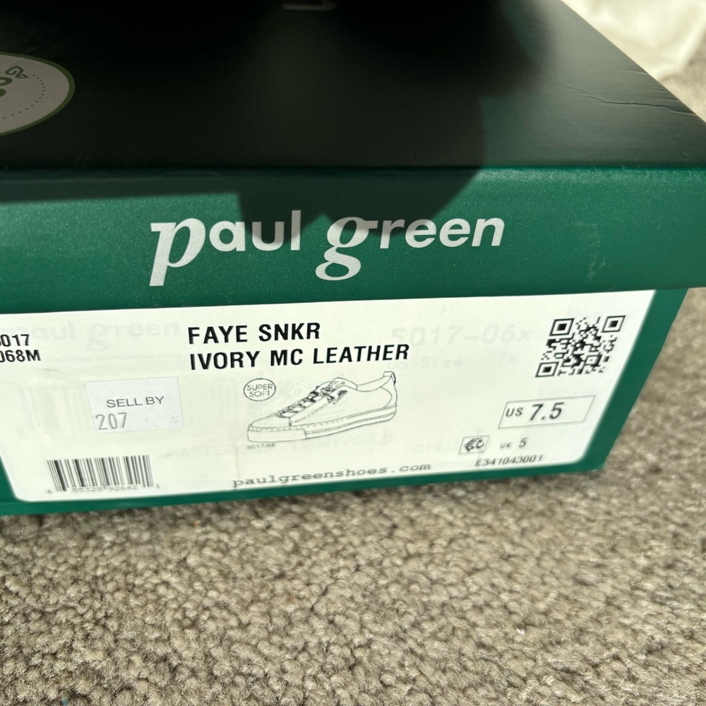 Paul Green Faye Ivory Leather Sneakers with Gold Accents Size 7.5 - Picture 12 of 12